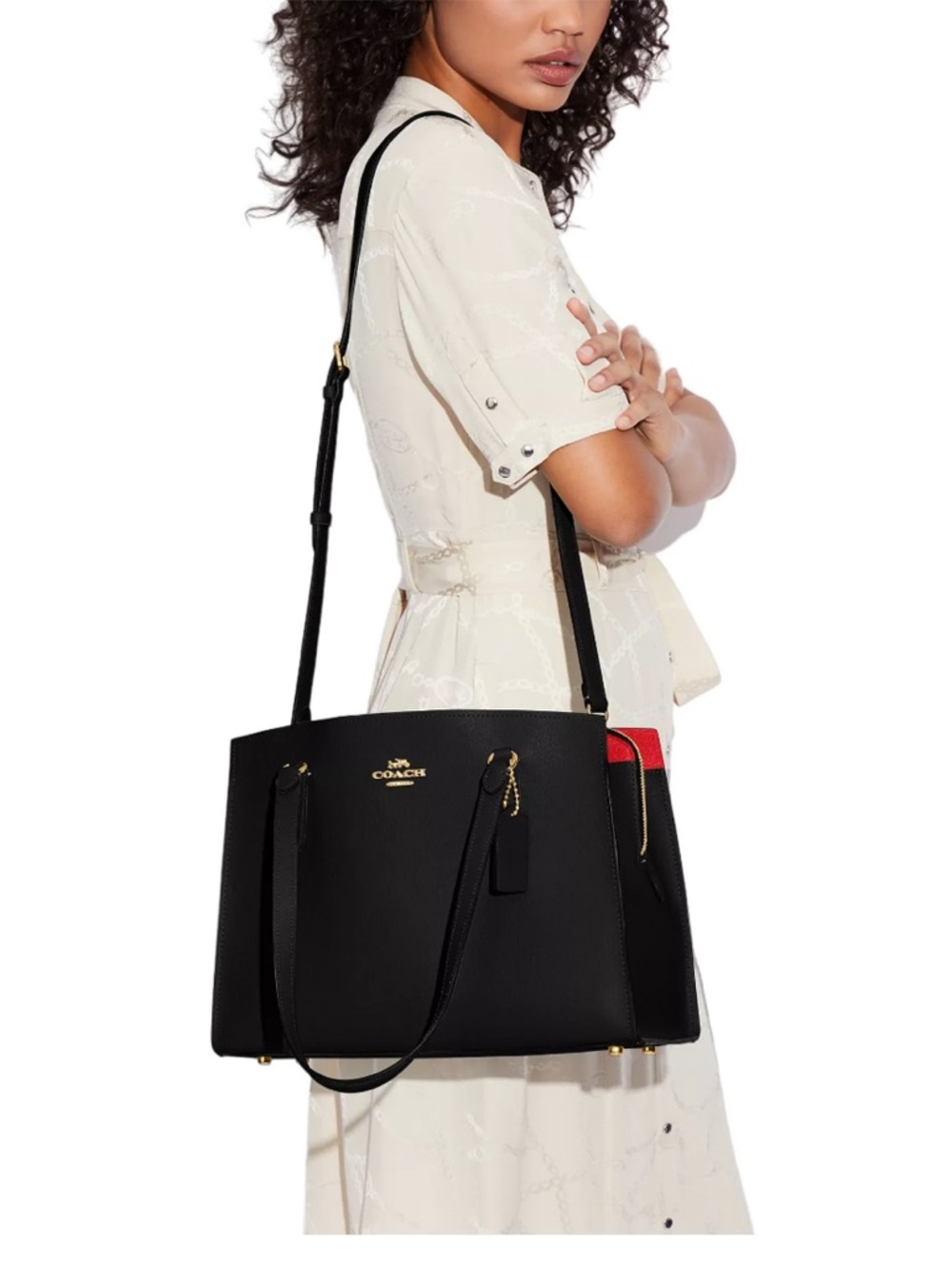 Coach Black Classic Tatum Carryall Top-Handle Handbag C4073 - Picture 16 of 16